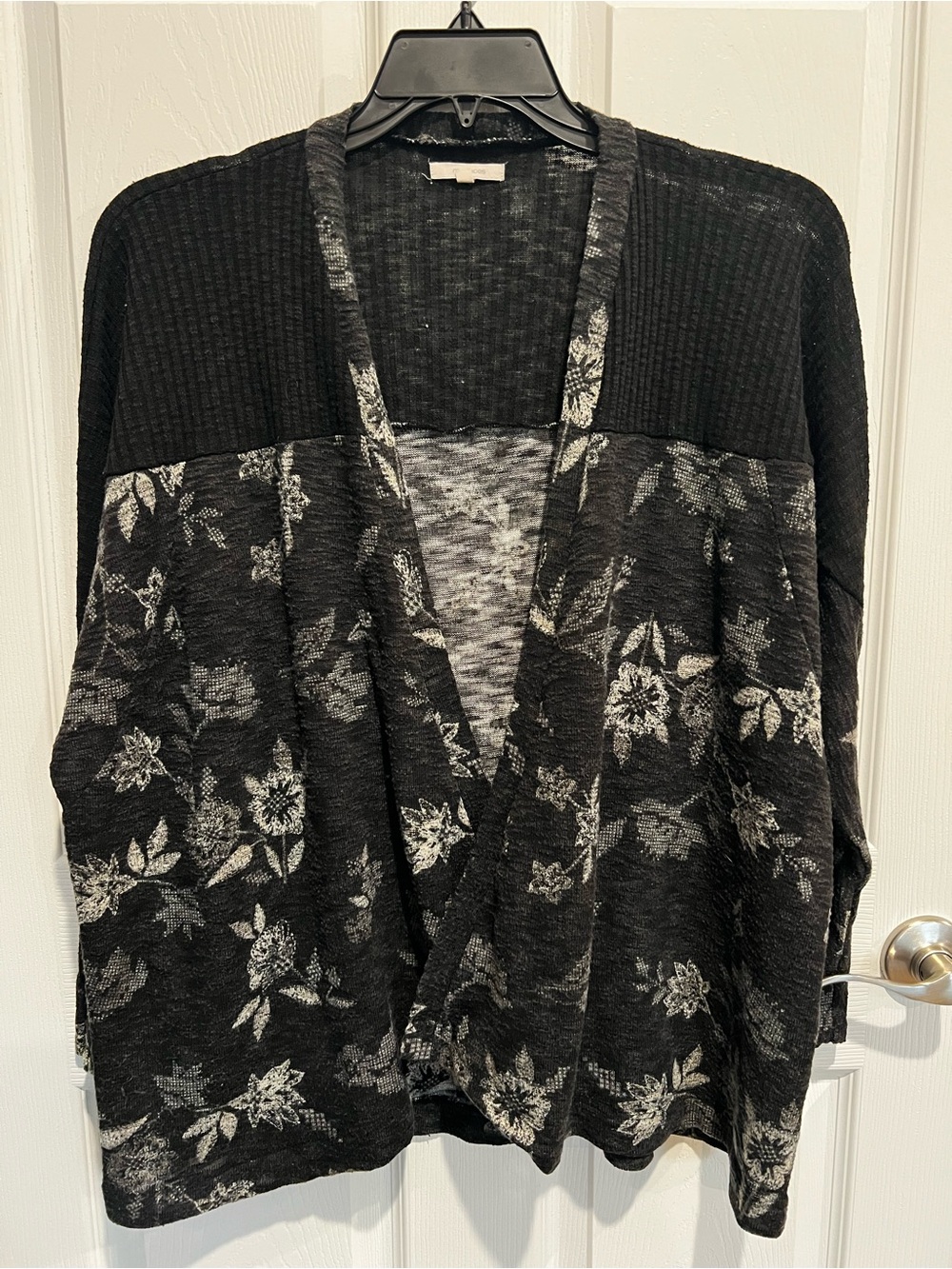 Maurices Black and Gray Floral Open-Front Cardigan